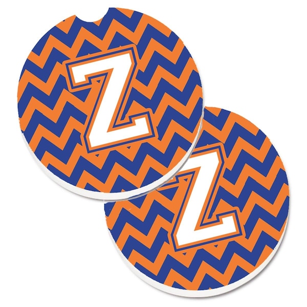 Carolines Treasures Letter Z Chevron Blue and Orange No.3 Cup Holder Car Coaster, PK2 CJ1060-ZCARC - main